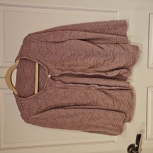 Mauve one button cardigan sweater dusty pink